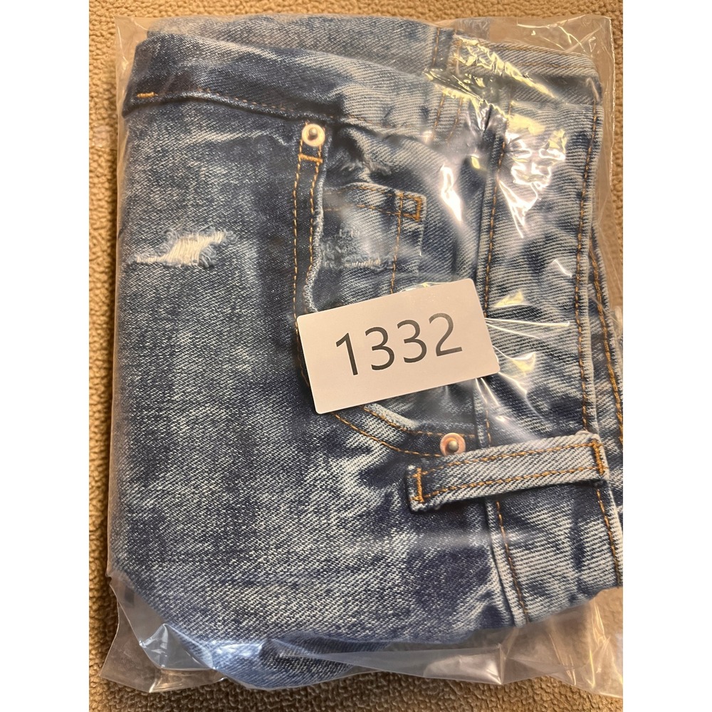 Wild Fable Blue Acid Wash High Rise Distressed Denim Shorts Button Fly Womens 4 - Picture 9 of 9